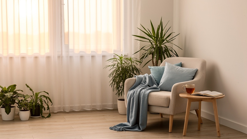 Peaceful home interior with soft morning light